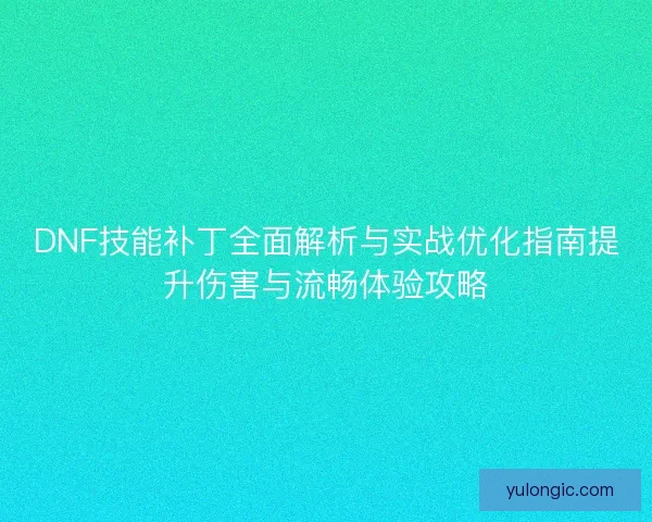 DNF技能补丁全面解析与实战优化指南提升伤害与流畅体验攻略