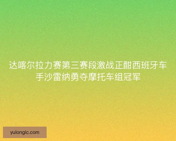 达喀尔拉力赛第三赛段激战正酣西班牙车手沙雷纳勇夺摩托车组冠军